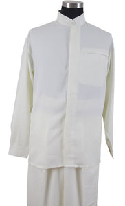 Mens Cream Long Sleeve Walking Suit Banded Collar Milano 2826