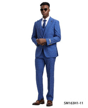 Load image into Gallery viewer, Stacy Adams Royal Windowpane 3 Piece Gold Button Suit SM163H1-11
