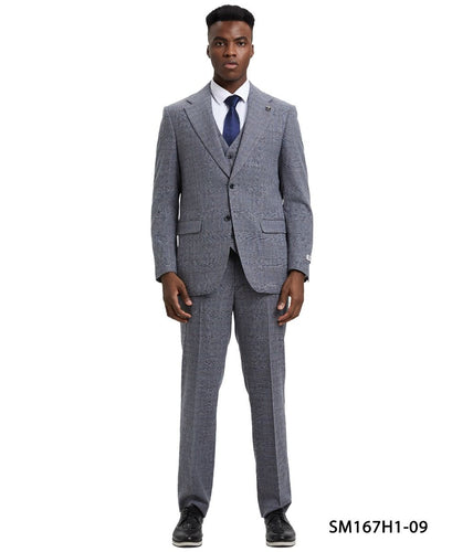 Stacy Adams Men's Gray 3 Piece Wide Lapel Suit