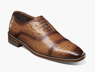 Stacy Adams Shoes Mens Tan Ostrich Printed Texture Plaintoe  display picture 1