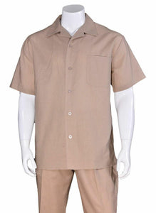 Mens Beige Linen Walking Suit Casual Summer Outfit Successo 1065