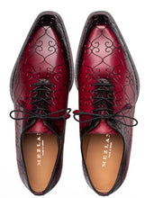 Load image into Gallery viewer, Mezlan Men's Burgundy Etched Oxford Shoes Tribeca
