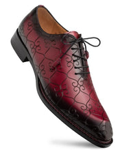 Load image into Gallery viewer, Mezlan Men's Burgundy Etched Oxford Shoes Tribeca
