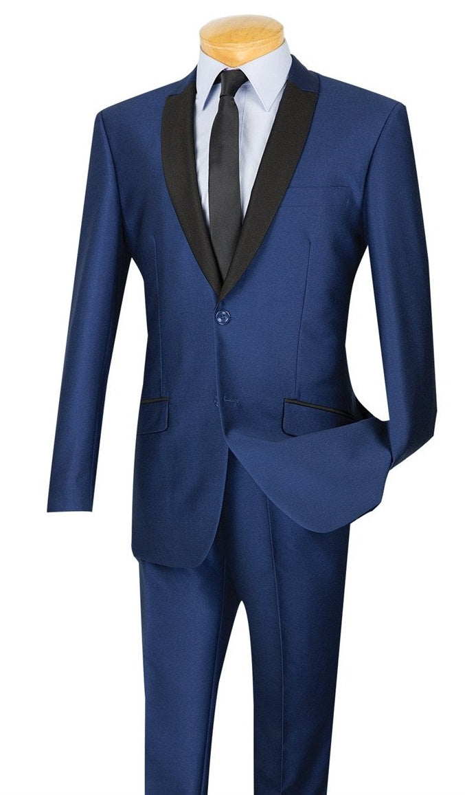 Men's Shiny Navy Slim Fit Prom Party Suit S2PS-1