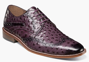 Stacy Adams Shoes Mens Purple Wingtips Textured Leather 25537-500