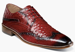 Stacy Adams Shoes Mens Red Wingtips Ostrich Print Leather 25537-600