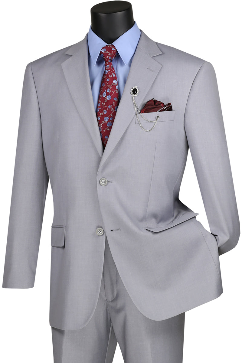 Men's Light Gray Color Business Suit Flat Front Pants 2C900-2