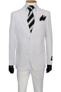 Basic White Suit for Men with Flat Front Pants 2PP