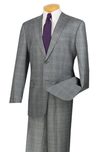 Men's Gray Glen Plaid Executive Suit Classic Fit 2RW-1