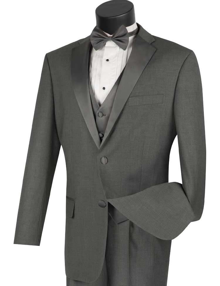 Men's Gray Tuxedo Vest Tie Set Vinci 4TV-1