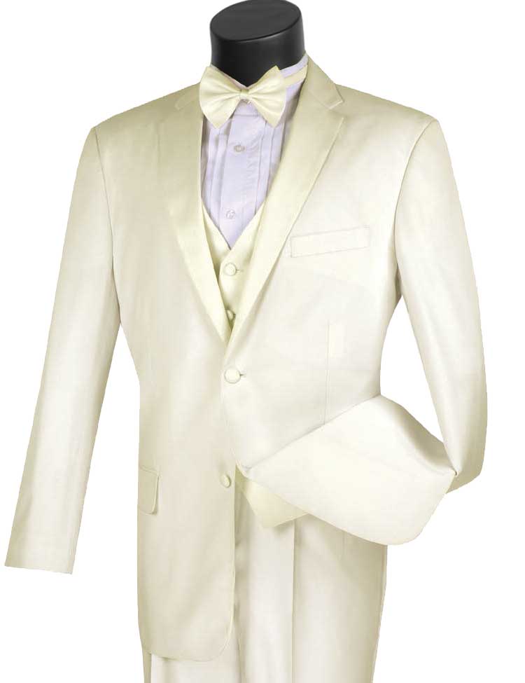 Men's Ivory Tuxedo Vest Tie Set Vinci 4TV-1
