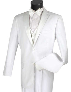 Men's White Tuxedo Vest Tie Set Vinci 4TV-1