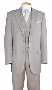 Men's 3 Piece Tan Shadow Stripe Suit Regular Fit Fortini 5702V3