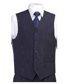 Men's Three Piece Navy Blue pinstripe Suit Regular Fit Fortini 5702V8