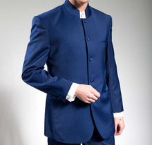Load image into Gallery viewer, Men&#39;s Blue Chinese Mandarin Collar Suit 5HT
