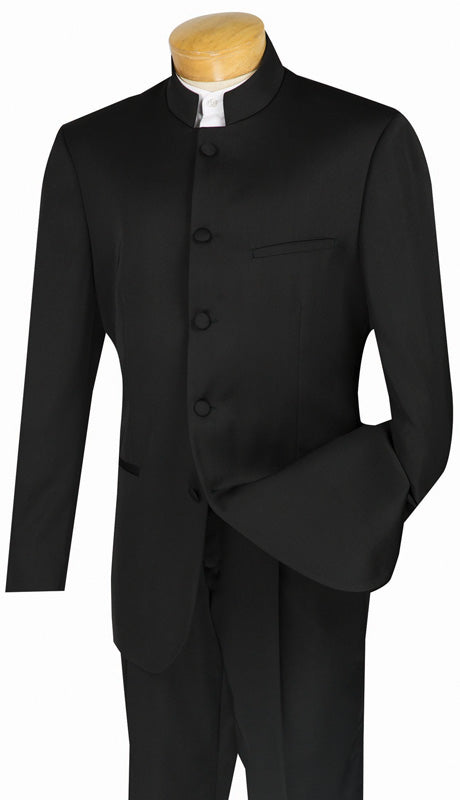 Men's Black Chinese Mandarin Collar Suit Wedding Tuxedo 5HT