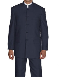 Chinese Collar 2 Piece Suit for Men Navy Stripe Milano 925H