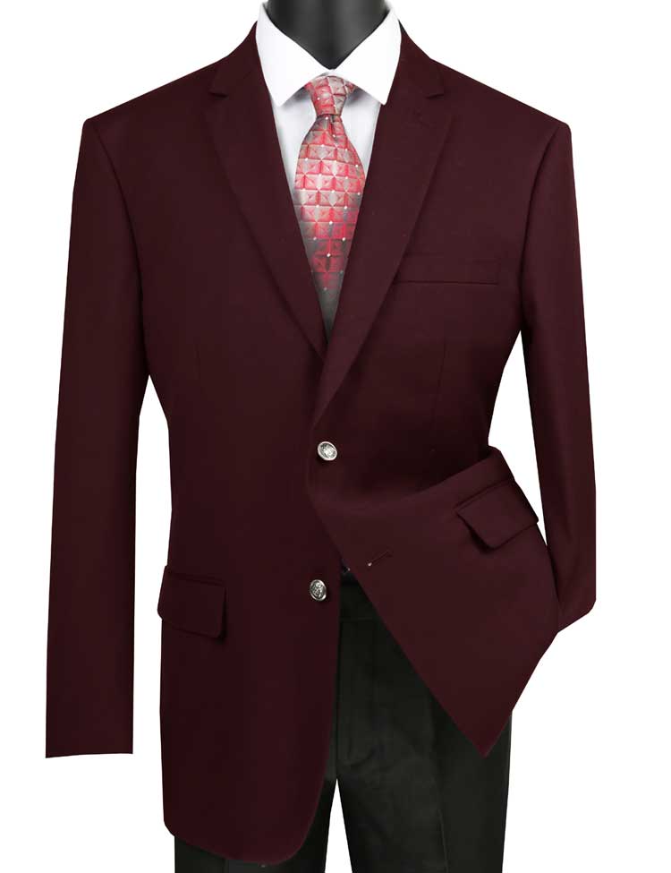 Mens Classic Fit 2 Button Dress Blazer Sport Jacket in Burgundy, 38 Regular / Burgundy