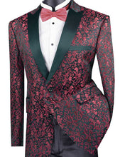 Load image into Gallery viewer, Men&#39;s Red Floral Paisley Tuxedo Jacket Blazer BF-2
