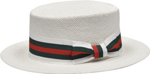 Bruno Capelo Mens Summer Hat White Straw Boater BC639