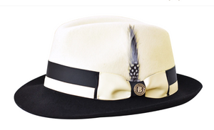 Bruno Capelo Men's Ivory Black Designer Fedora Hat CA351