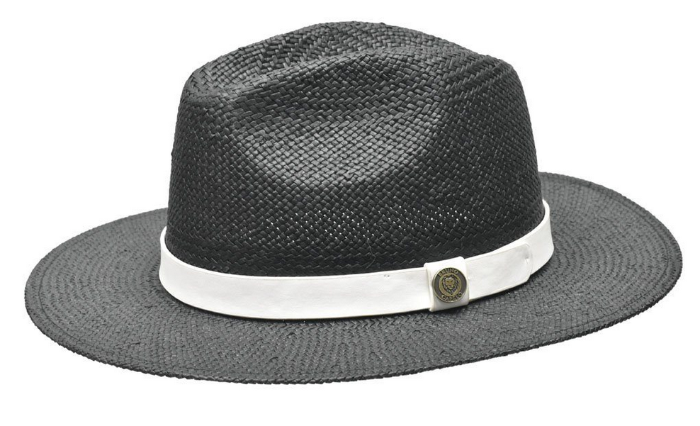 Bruno Capelo Black Wide Summer Brim Hat Fedora for Men CA426