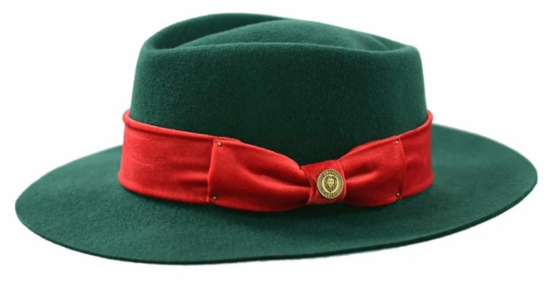 Bruno Capelo Men Green Red Band Wide Brim Fedora Hat RI962 display picture 2