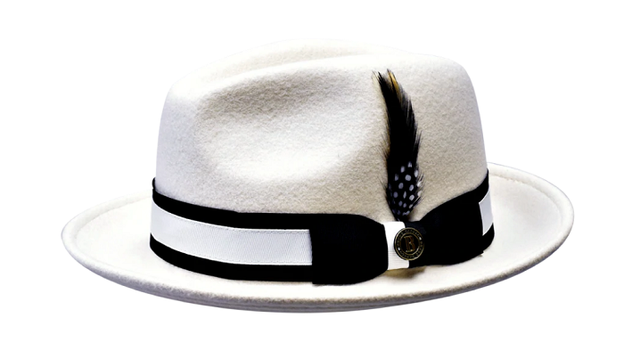 Bruno Capelo Men's Winter White Designer Fedora Hat ZA405