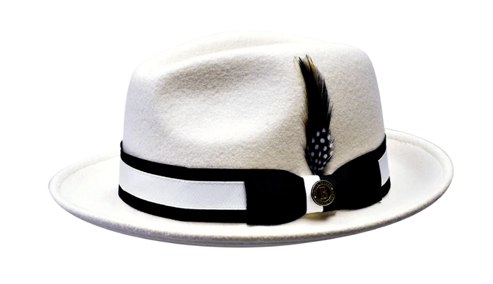Bruno Capelo Men's Winter White Designer Fedora Hat ZA405 Bruno Capelo Men's Winter White Designer Fedora Hat ZA405