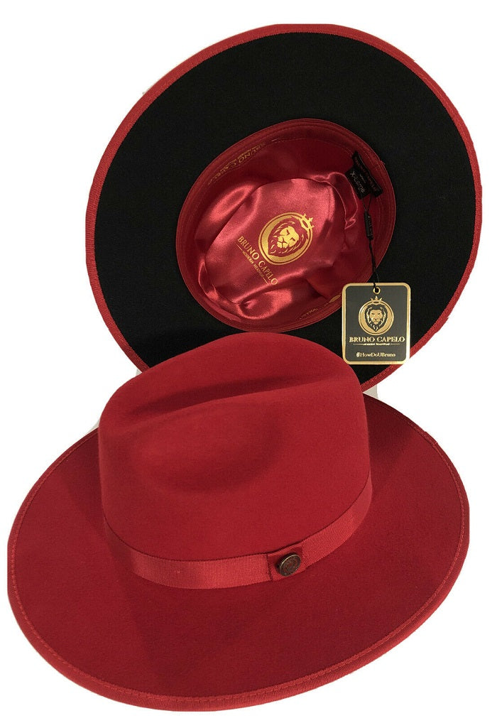 Bruno Capelo Men's Wide Brim Hat Red Black Bottom Hats MO213