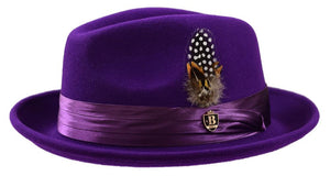 Bruno Capelo Men's Purple Fedora Hat Fine Wool UN107