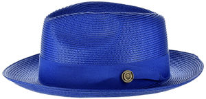 Bruno Capelo Mens Summer Hat Royal Blue Straw Fedora FN-822