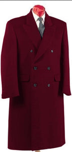 Men's Double Breasted Wool Overcoat Burgundy Alberto DB-COAT