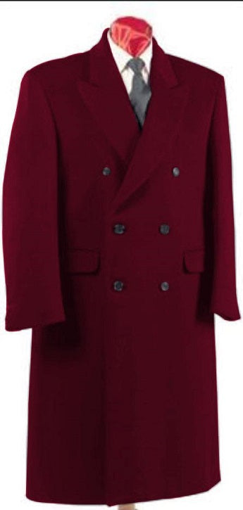 Topcoat - Men's Red Double Breasted Wool Overcoat Long Coat Alberto DB-COAT  IS