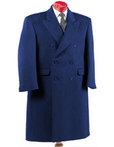 Men's Double Breasted Wool Overcoat Navy Alberto DB-COAT