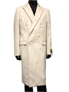 Men's Cream Double Breasted Wool Overcoat Alberto DB-COAT