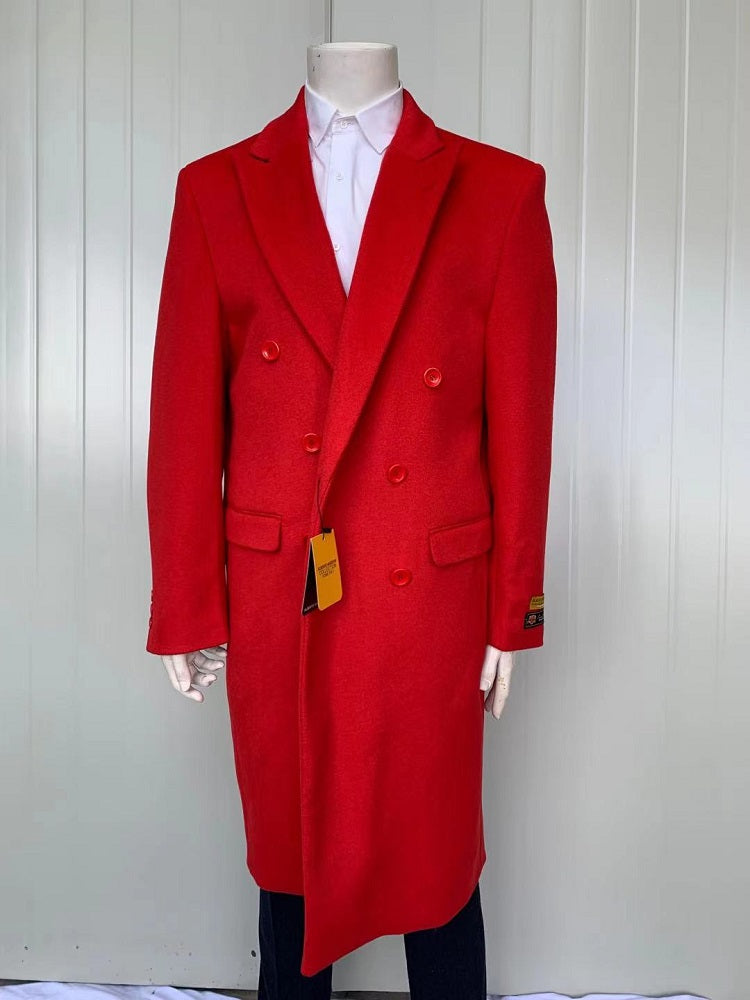 Men's Red Double Breasted Wool Overcoat Alberto DB-COAT