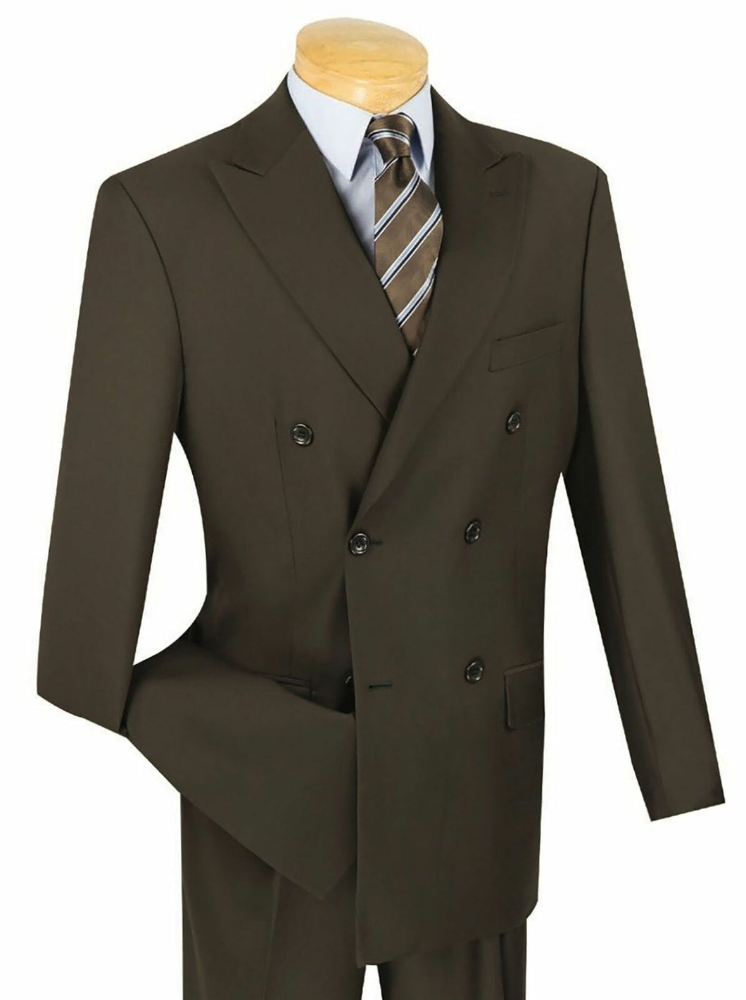 Mens Double Breasted Brown Suit Vinci DC900-1