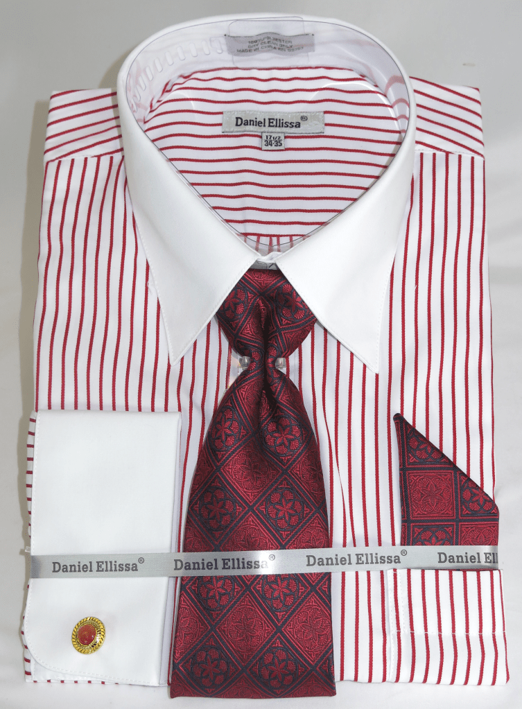 Striped dress shirt with top tie