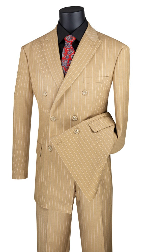 Men's Navy Blue Stripe Double Breasted Suit 1940s F-DSS