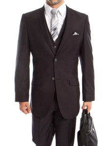 Slim Fit Suit with Vest Charcoal Gray 3 Piece Tazio M154S-03