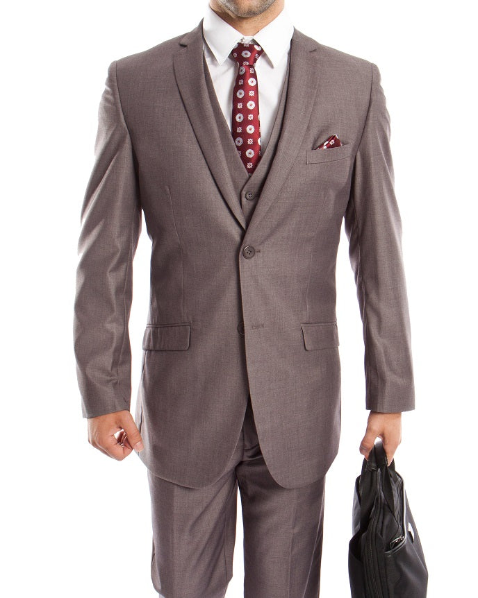 Slim Fit Suit with Vest Medium Gray 3 Piece Tazio M154S-09