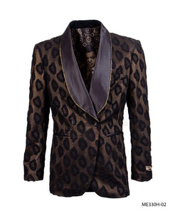 Empire Men's Black Gold Animal Print Tuxedo Jacket Entertainer Blazer ME330H-02