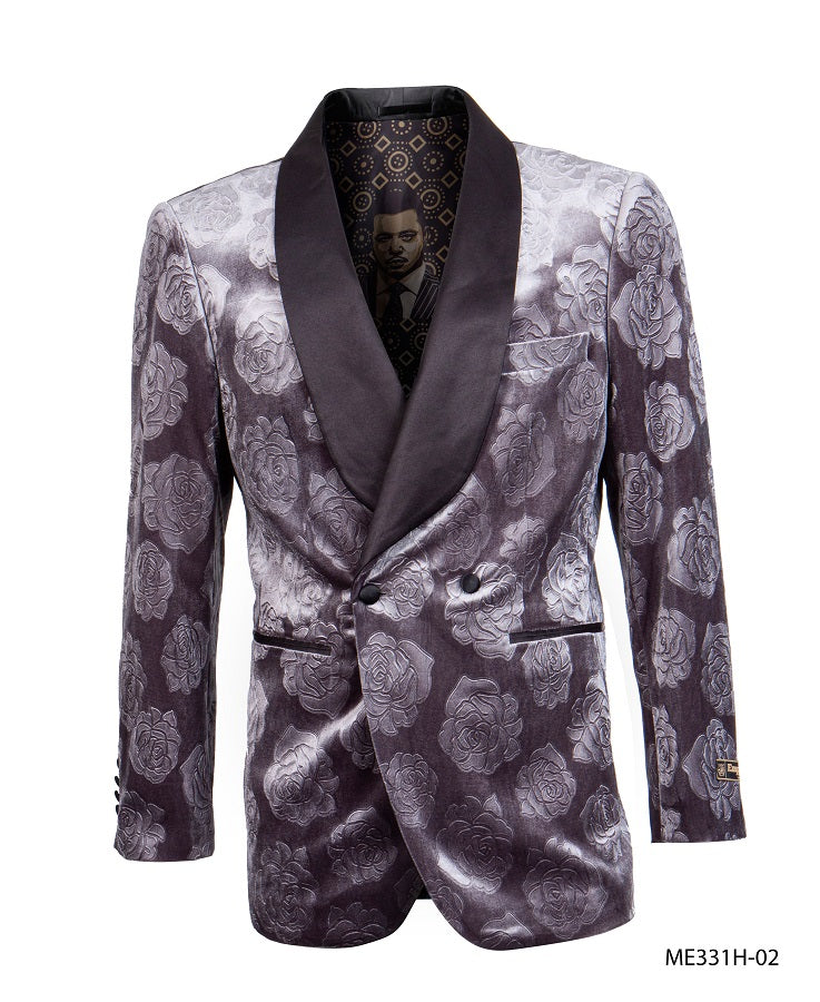 Men's Charcoal Gray Flower Tuxedo Jacket Entertainer Blazer ME331H-02