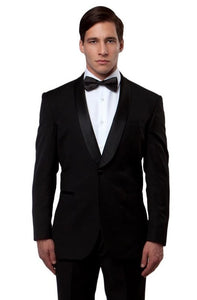 Men's Slim Fit Prom Tuxedo Black Skinny Tux MT146S-01
