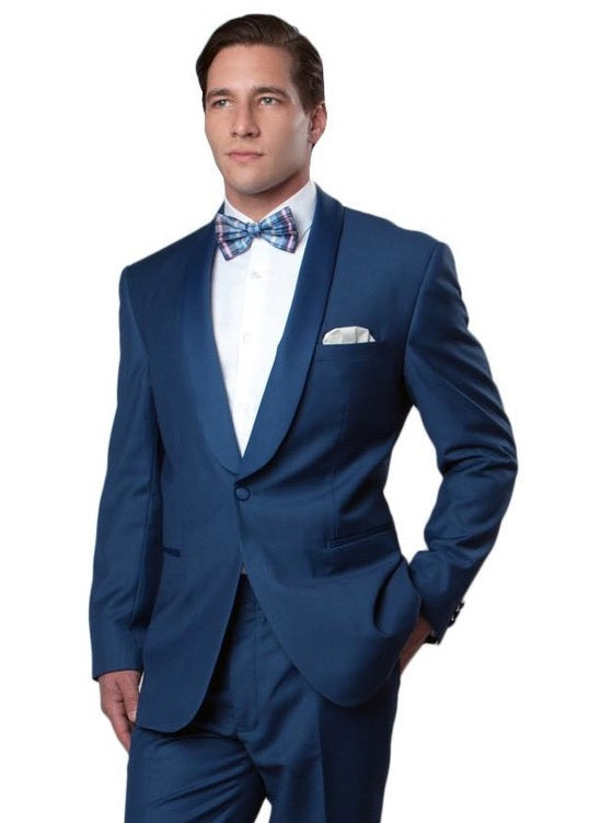 Men's Slim Fit Prom Tuxedo Blue Lapel Skinny Tux MT146S-05