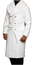 Load image into Gallery viewer, Manzini Men&#39;s White Fur Collar Double Breasted Wool Overcoat MZW322

