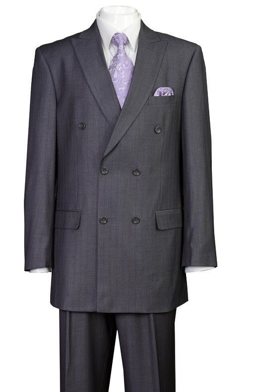 Men's Gray Striped Double Breasted Suit Fortini 5911