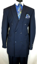Load image into Gallery viewer, Men's Navy Blue Striped Double Breasted Suit Fortini 5911
