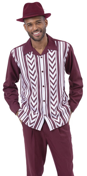 Mens Track Suit Burgundy White Stripe Warm Up Suit Montique JS26